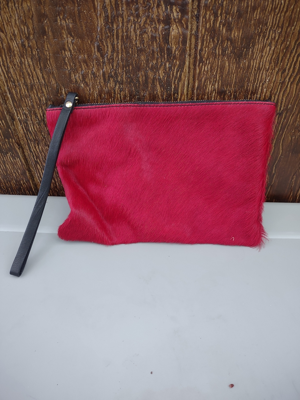 A. Bellucci bag made in Italy Red Pony Hair Wristlet Clutch